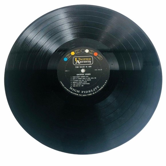 George Jones The Race Is On LP Album UAL 3422 Vinyl Record Cartoon Cover Tested - Picture 5 of 8